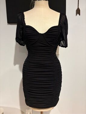 Black Ruched Sweetheart Mini Dress - Brand Blush BJ size small